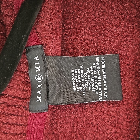Maroon Open Cardigan- Max & Mia - Picture 2 of 2